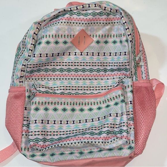 OLIVET Pink and White Patterned Kids Backpack - Picture 15 of 16